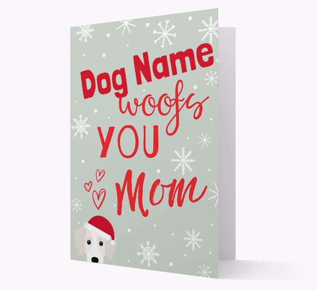 'I Woof You Mom' Card with your {breedFullName} Christmas Icon